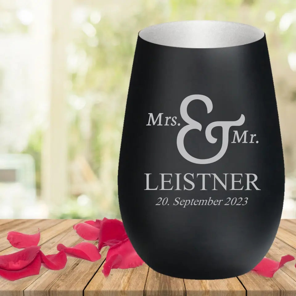 Individuelles Windlicht mit Gravur zur Hochzeit