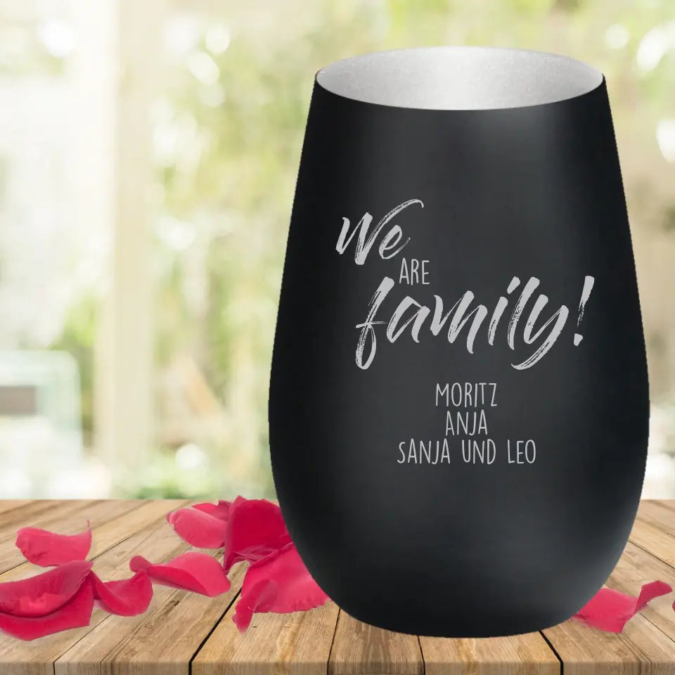 Romantisches Windlicht "Familie" mit persönlicher Gravur - Geschenk zum Muttertag