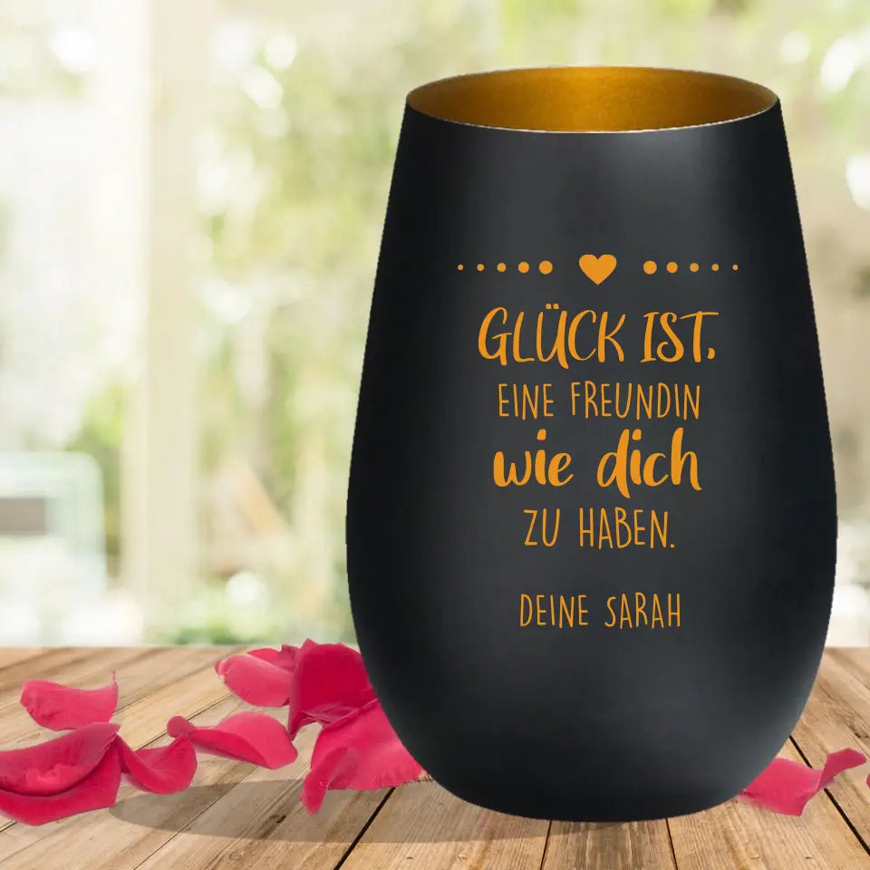 Windlicht für die beste Freundin oder einen Lieblingsmenschen mit Wunschtext graviert