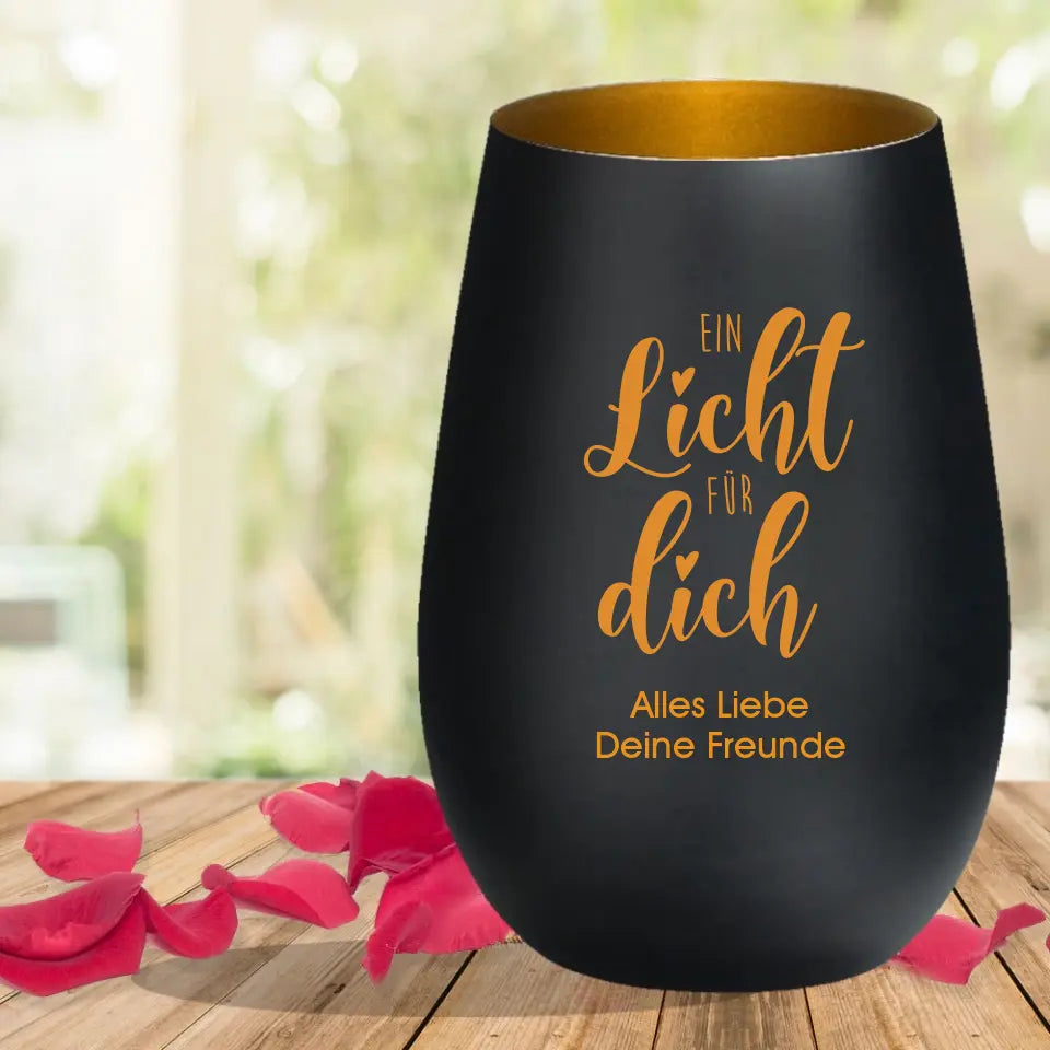 Ein Licht für Dich - edles graviertes Windlicht personalisiert
