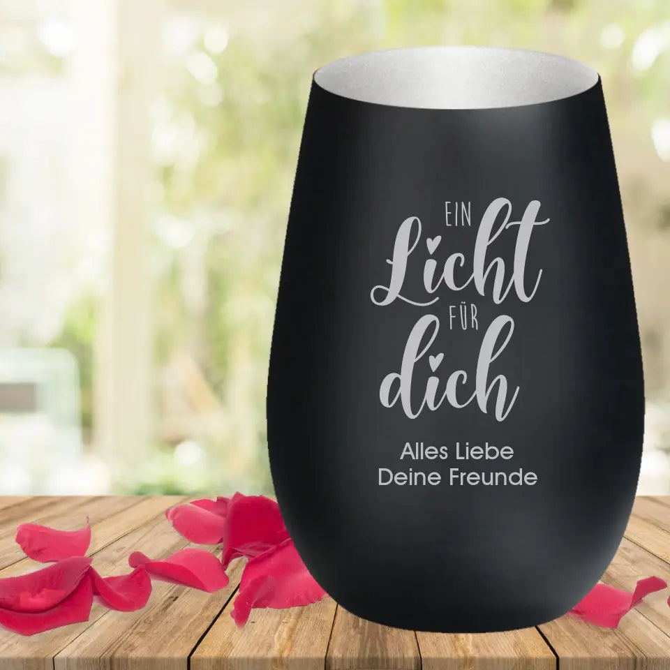 Ein Licht für Dich - edles graviertes Windlicht personalisiert