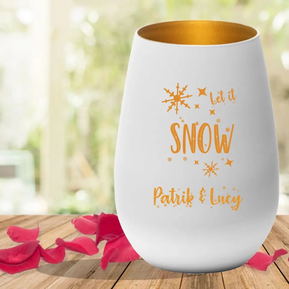 Windlicht mit eigener Gravur Let it snow | Geschenkidee für Weihnachten