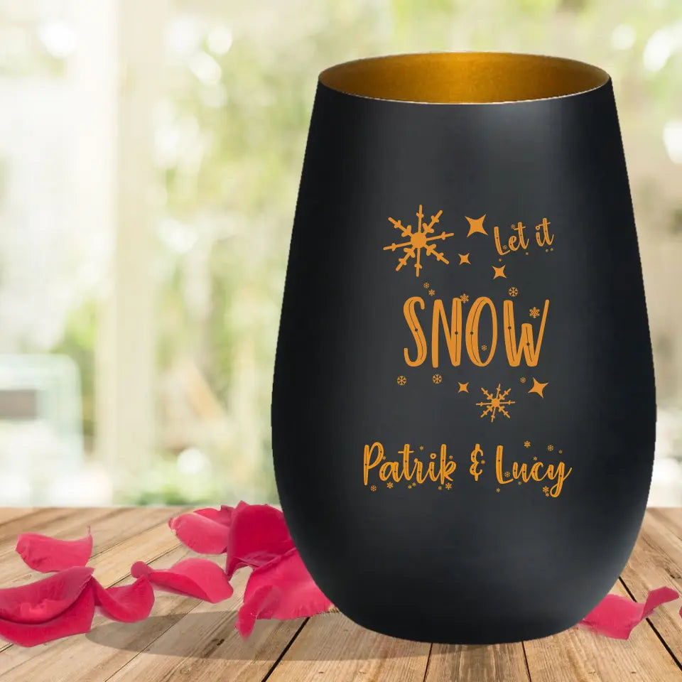 Windlicht mit eigener Gravur Let it snow | Geschenkidee für Weihnachten