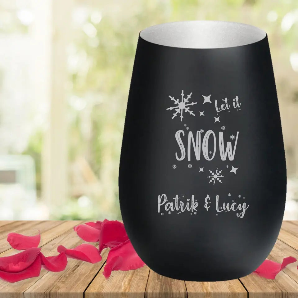 Windlicht mit eigener Gravur Let it snow | Geschenkidee für Weihnachten