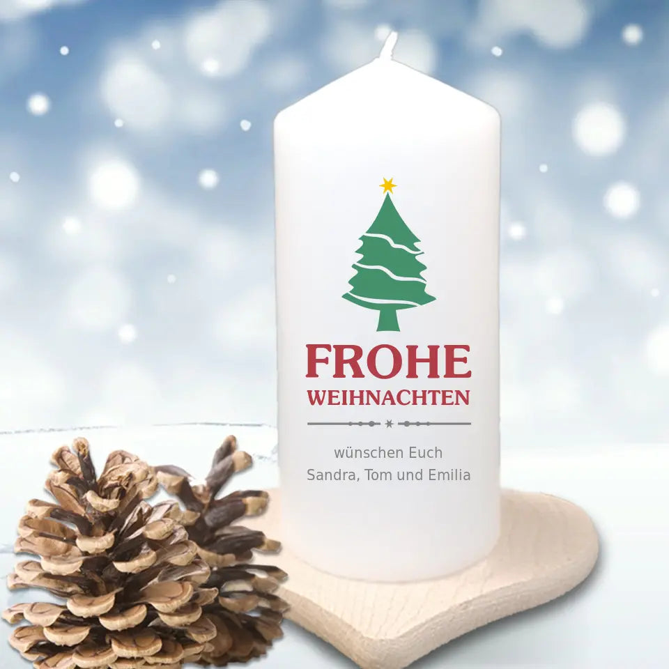 Personalisierte Kerze zu Weihnachten mit Wunschtext bedruckt