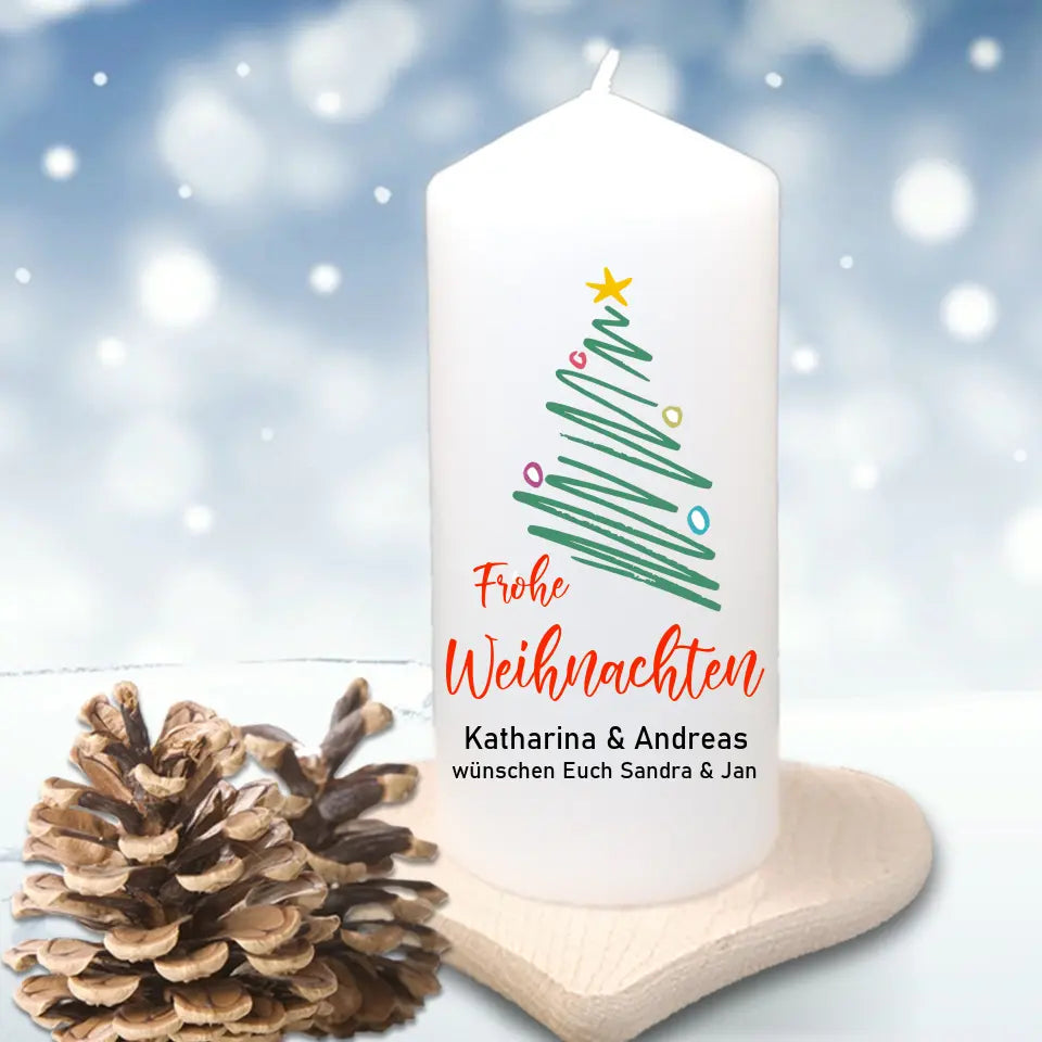 Persönliche Weihnachtskerze / Adventskerze mit individuellem Druck