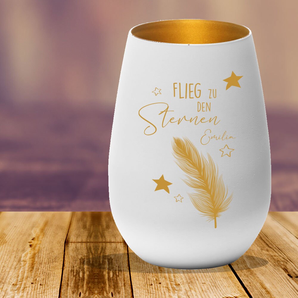 Trauerlicht | Windlicht | Sternenkind graviert mit Wunschnamen