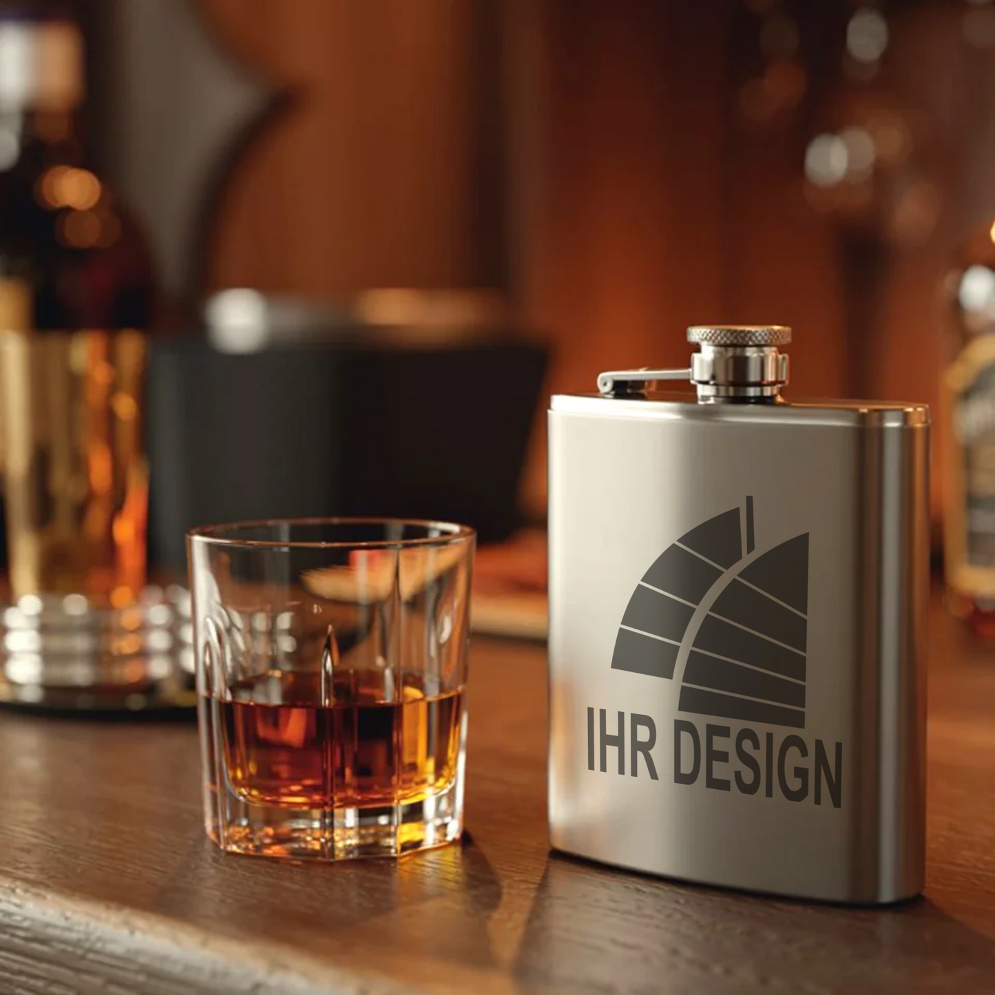 Flachmann mit Gravur deines Logos / Designs