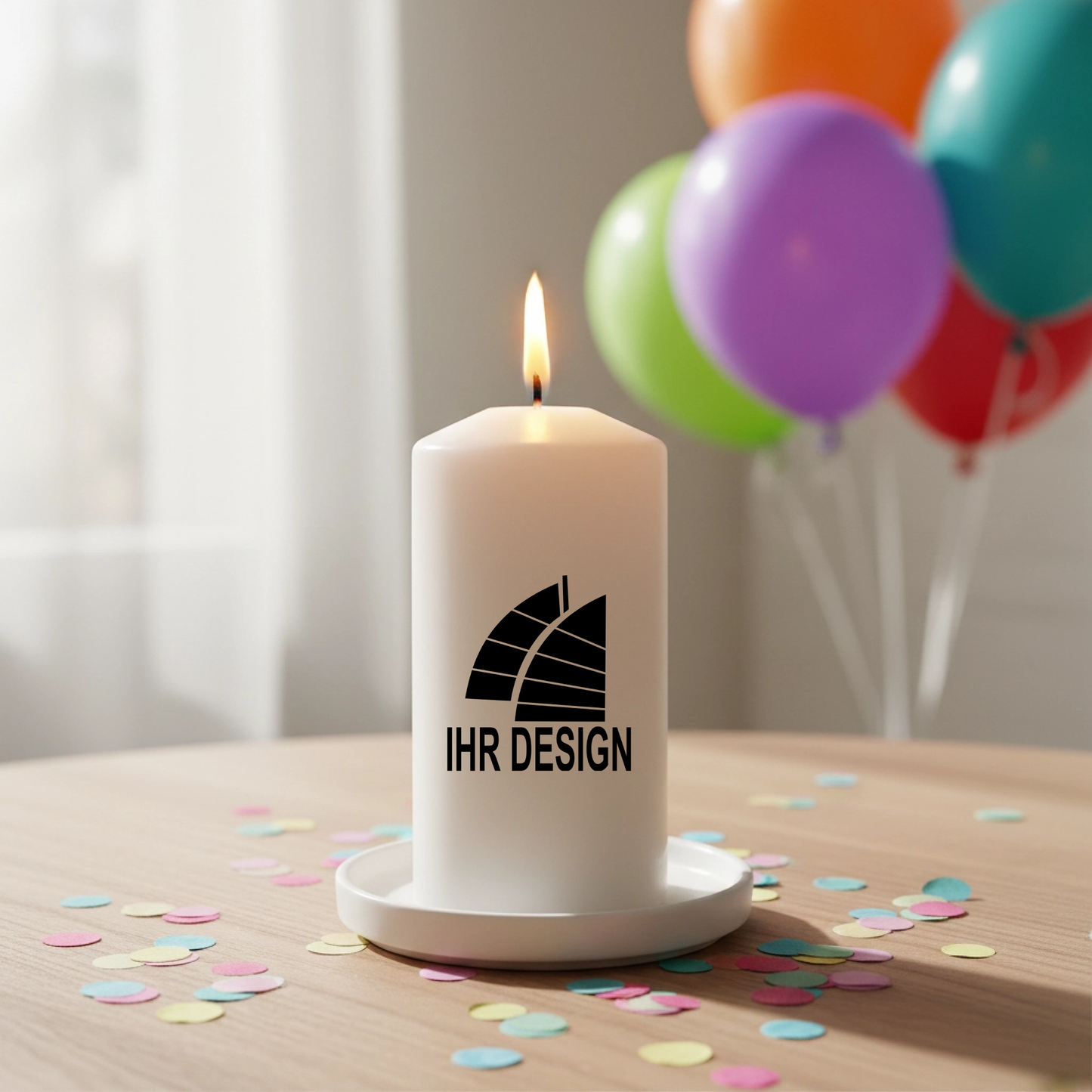 Kerze / Stumpenkerze mit Fotodruck deines Logos / Designs 150 x 58 mm