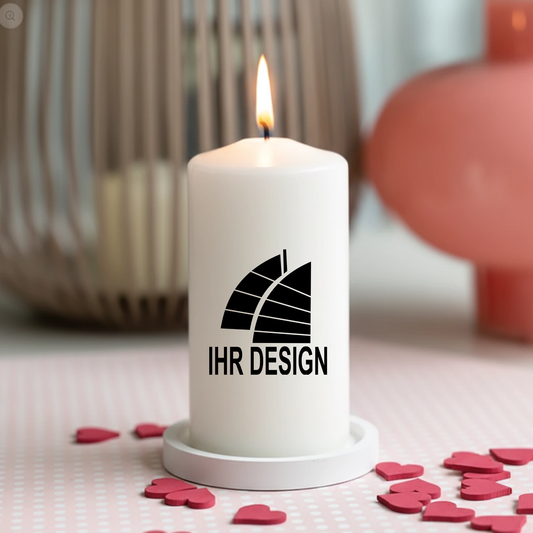 Kerze / Stumpenkerze mit Fotodruck deines Logos / Designs 150 x 58 mm