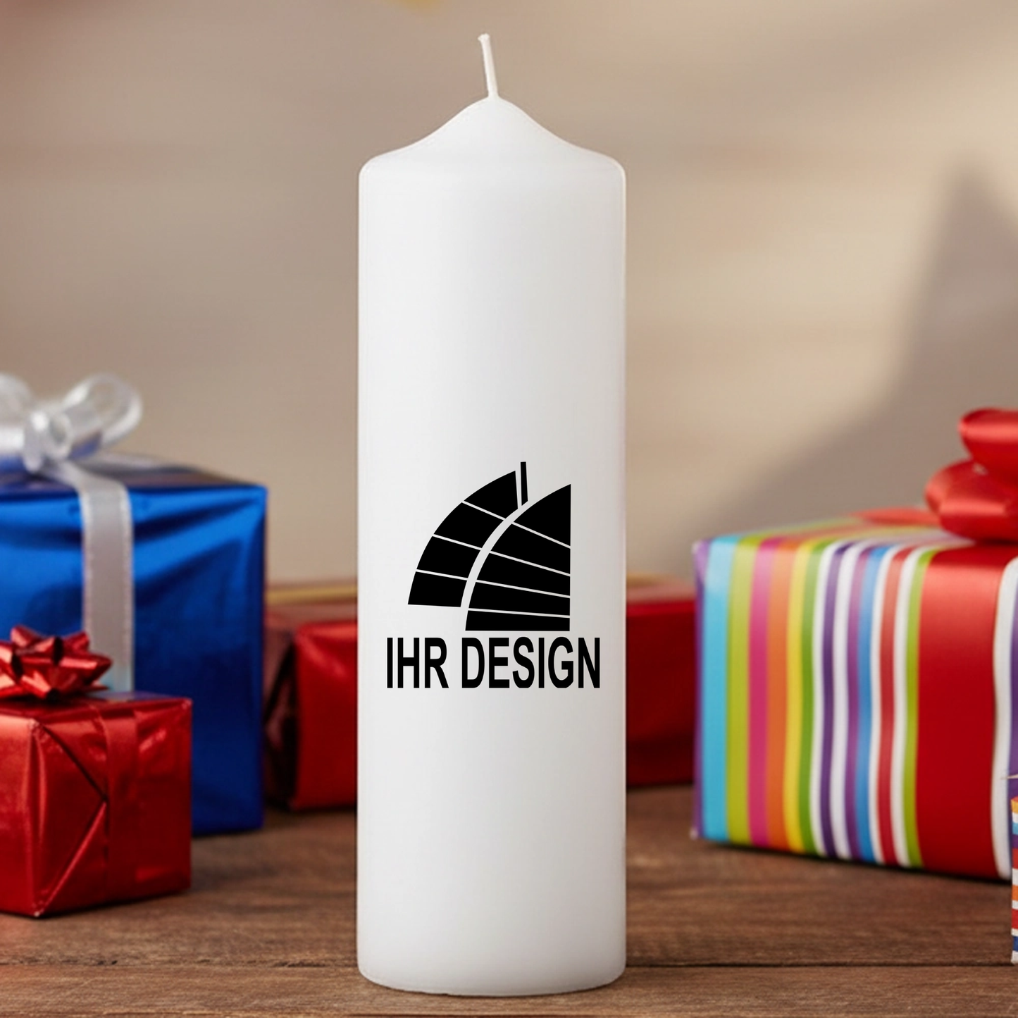 Kerze / Stumpenkerze mit Fotodruck deines Logos / Designs 250 x 78 mm