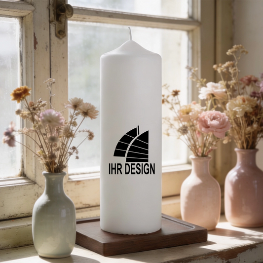 Kerze / Stumpenkerze mit Fotodruck deines Logos / Designs 250 x 78 mm