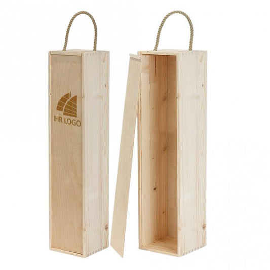 Holzkiste 1er mit Schiebedeckel und Gravur deines Logos / Designs
