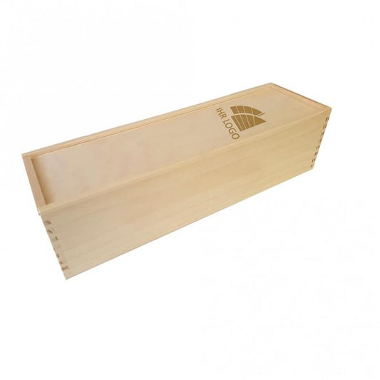 Holzkiste 1er mit Schiebedeckel und Gravur deines Logos / Designs (optional mit Trageseil)