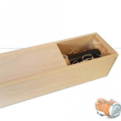 Holzkiste 1er mit Schiebedeckel und Gravur deines Logos / Designs (optional mit Trageseil)