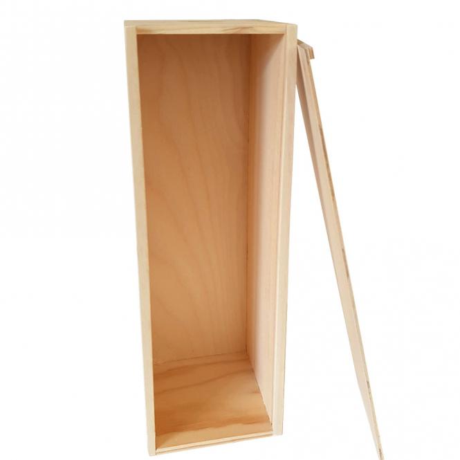 Holzkiste 1er mit Schiebedeckel und Gravur deines Logos / Designs (optional mit Trageseil)