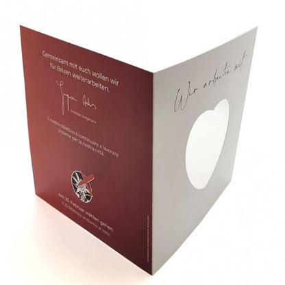 Gruß-Karte / Klappkarte inkl. Lindt Schoko-Herz mit Fotodruck deines Logos / Designs