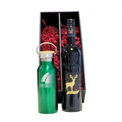 Glühwein-Geschenk-Set mit Isoflasche und Gravur deines Logos / Designs