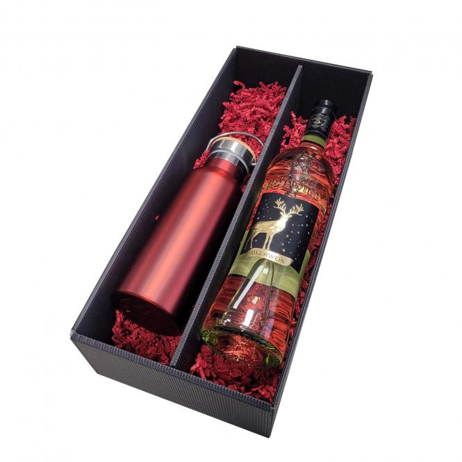 Glühwein-Geschenk-Set mit Isoflasche und Gravur deines Logos / Designs