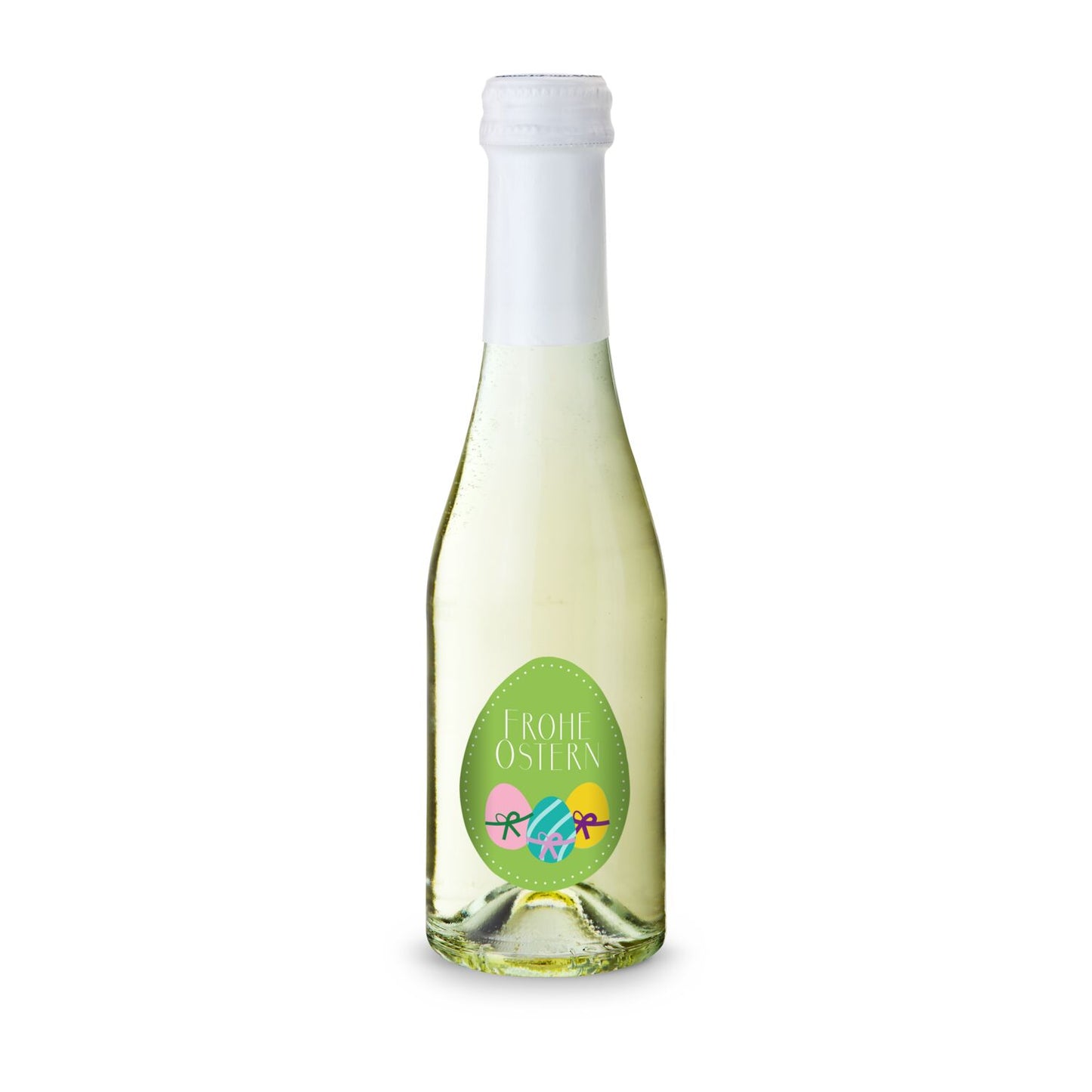 Oster-Piccolo - 6 x Secco Piccolo 0,2 l - Flasche klar, Kapsel weiß