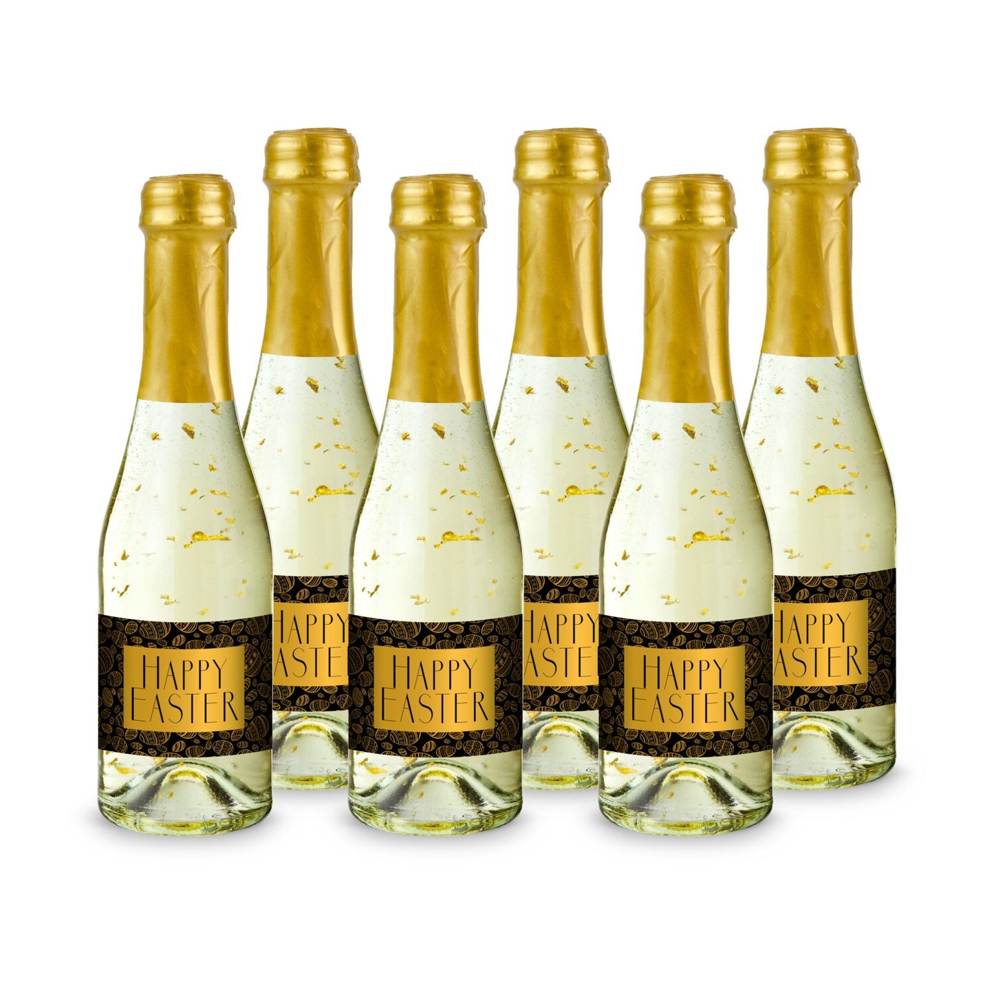 Hasengold - 6 x Goldflockentraum Piccolo 0,2 l - Flasche klar, Kapsel gold