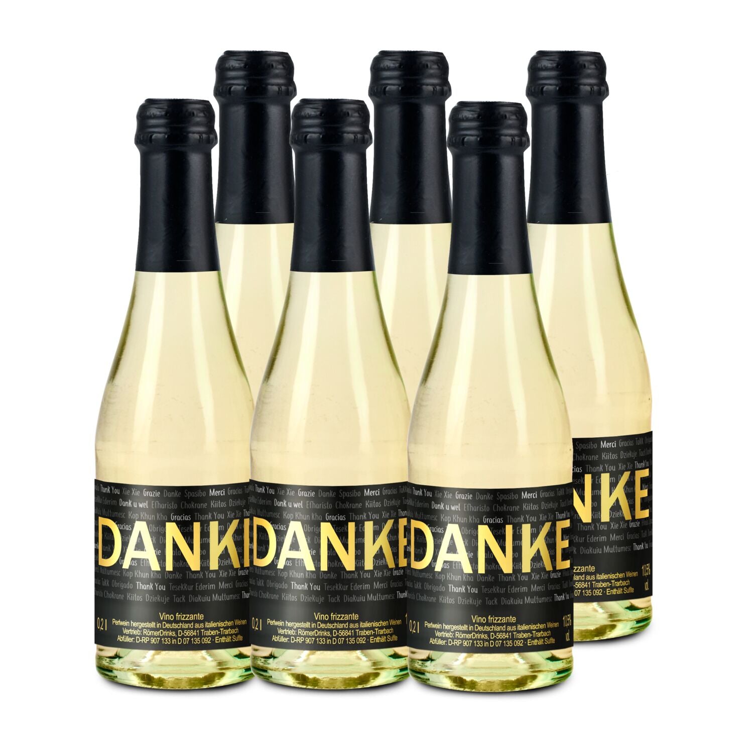 6x Danke Secco Flaschen, 0,2 l