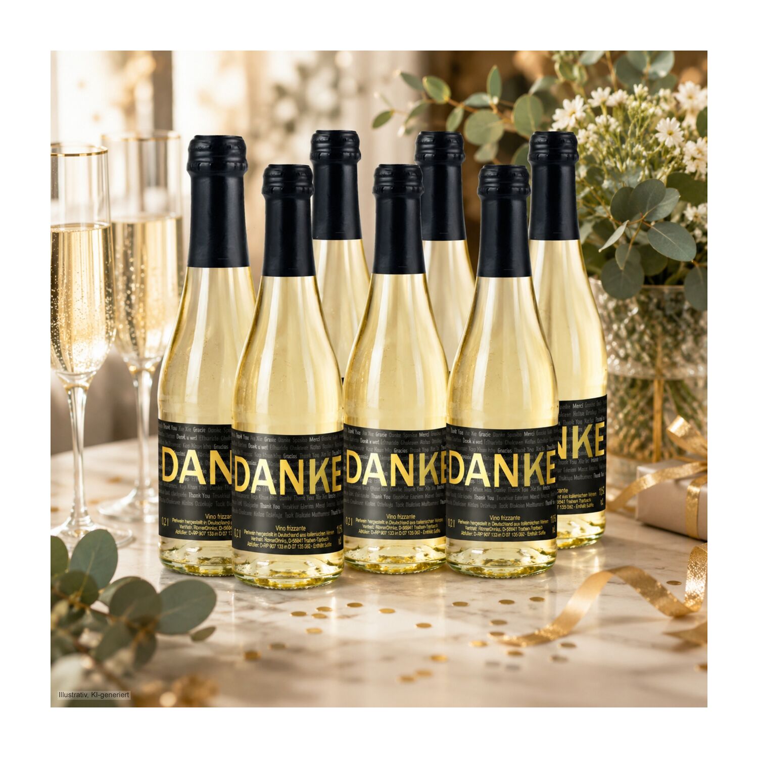6x Danke Secco Flaschen, 0,2 l