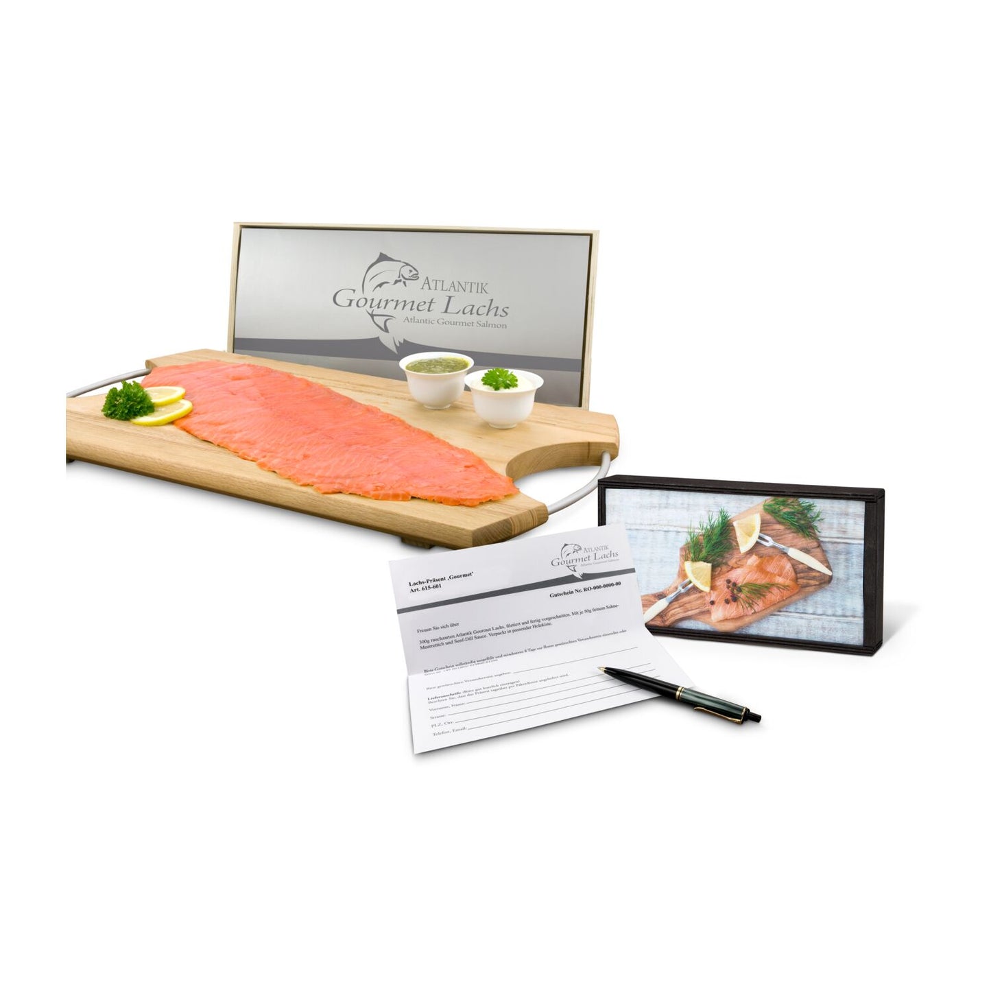 Lachs-Gutschein in Holzbox: Gourmet