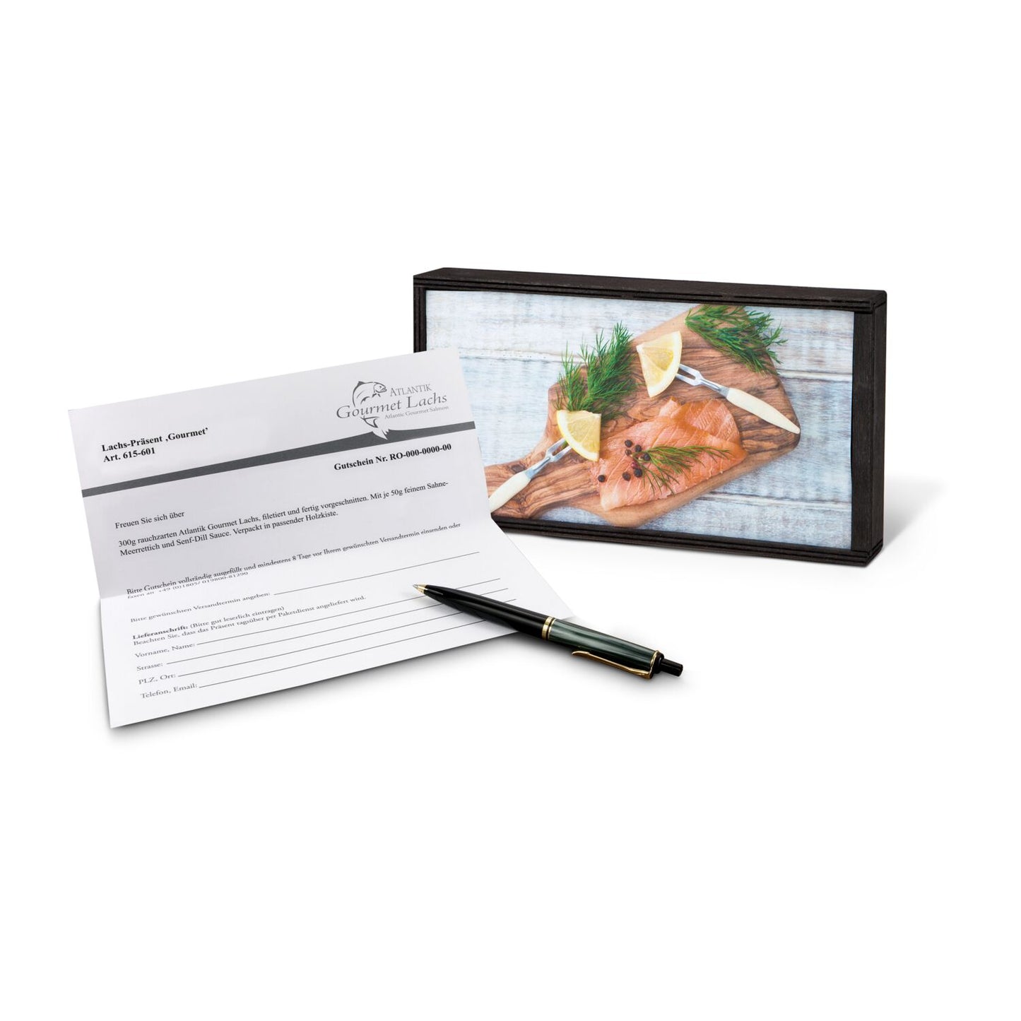 Lachs-Gutschein in Holzbox: Gourmet