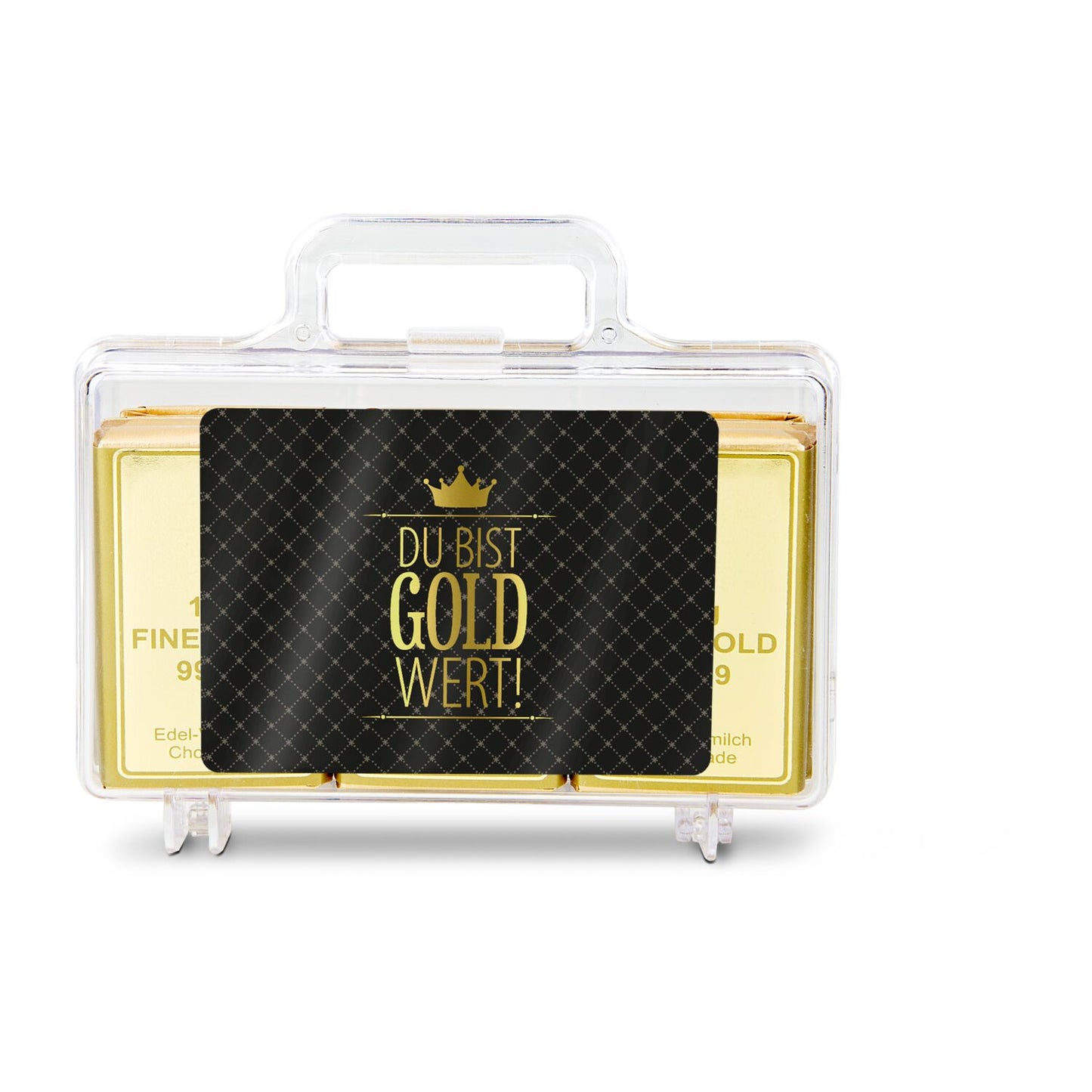 Du bist Gold wert - Goldkoffer mit 12 Goldbarren, Edelvollmilch-Schokolade (120 g)