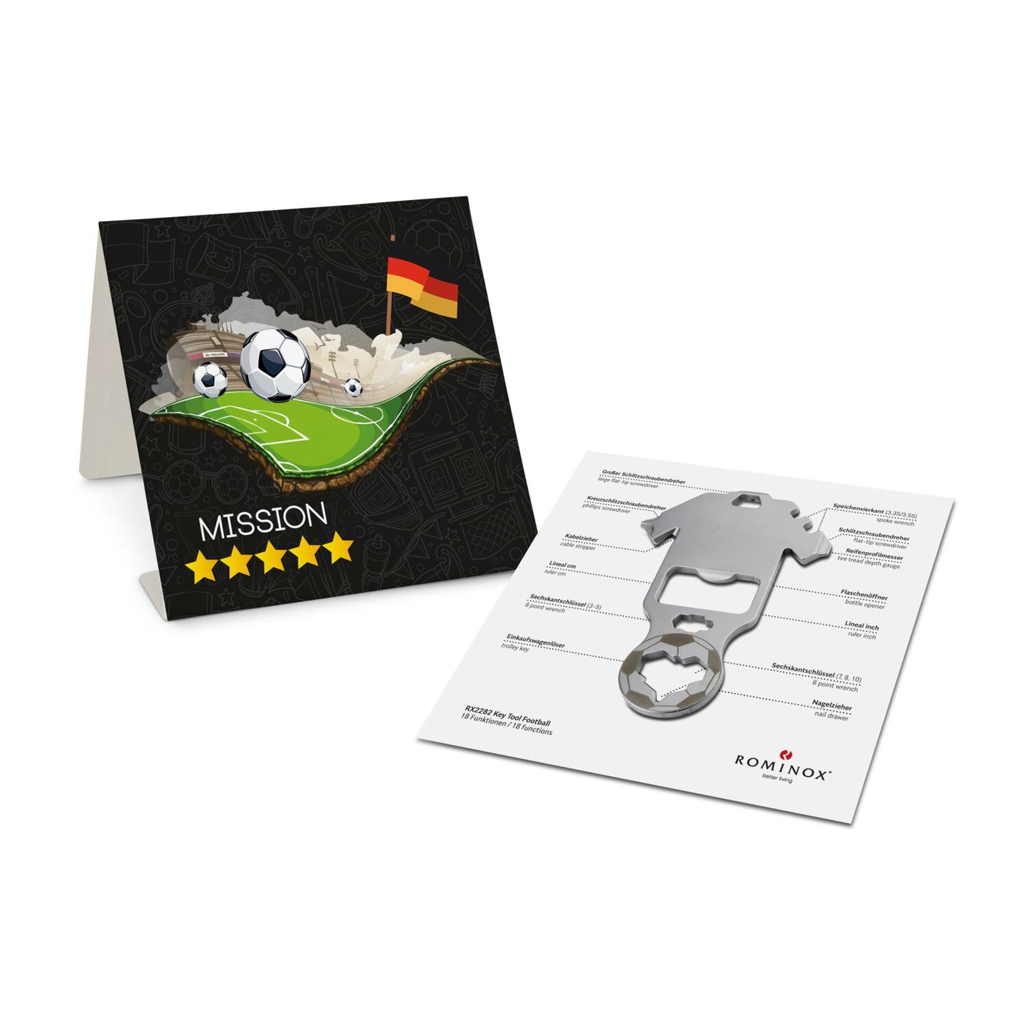 Key Tool Football WM Edition, Multifunktionswerkzeug in Trikot-Form mit 18 Funktionen