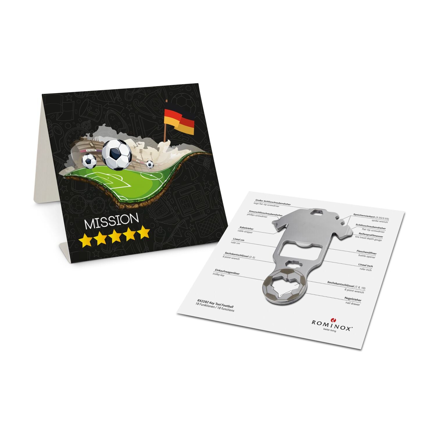 Key Tool Football WM Edition, Multifunktionswerkzeug in Trikot-Form mit 18 Funktionen