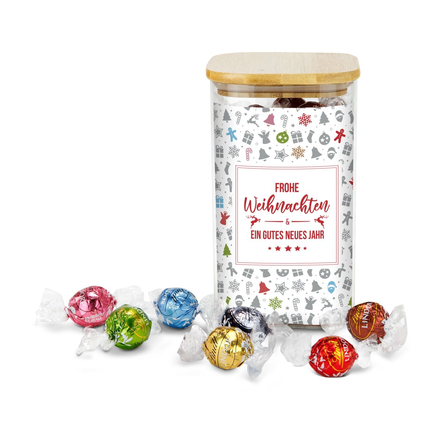 Lindor Team-Glas Frohe Weihnachten mit 35 Lindt Lindorkugeln