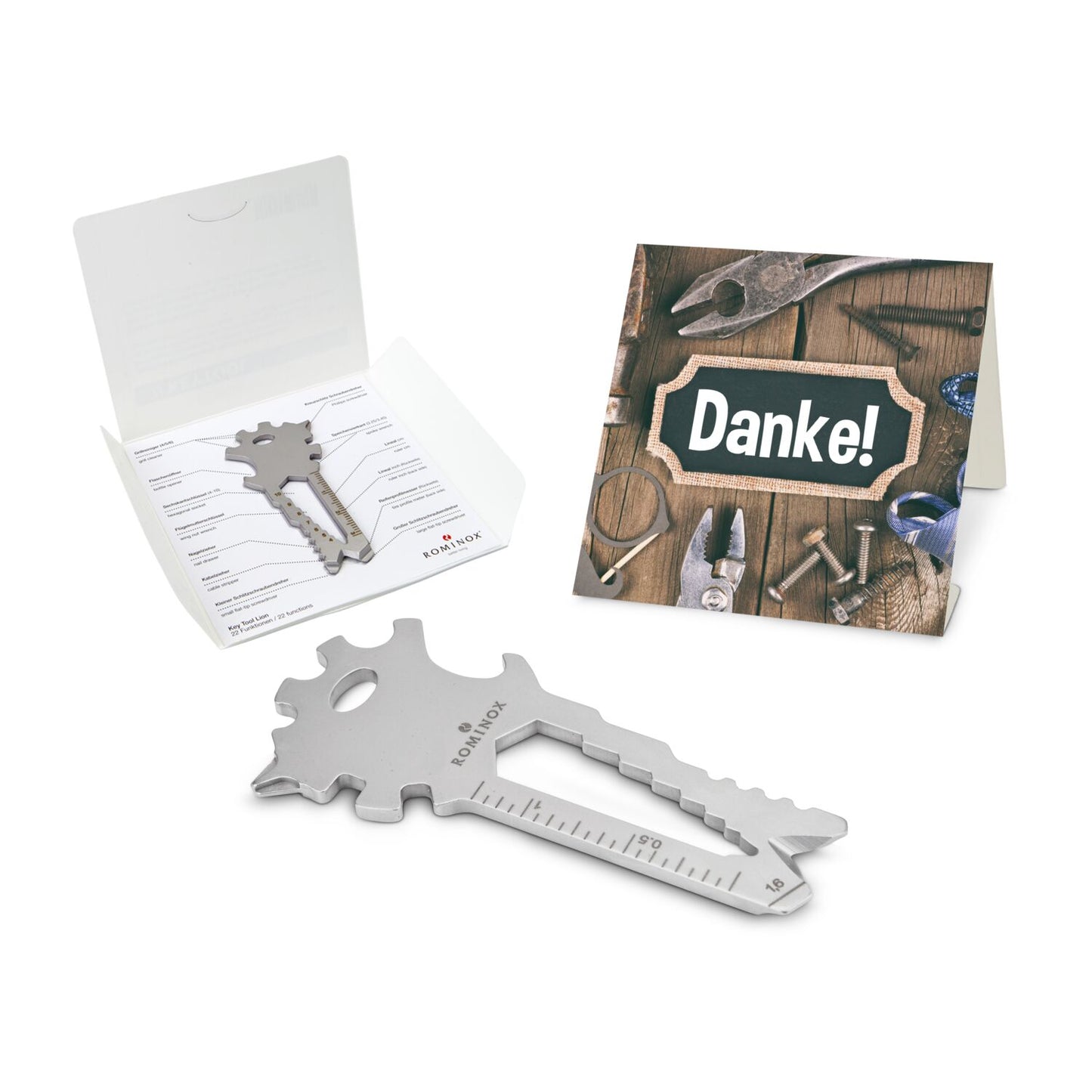 ROMINOX® Key Tool / Multifunktionswerkzeug im Motiv-Mäppchen Danke