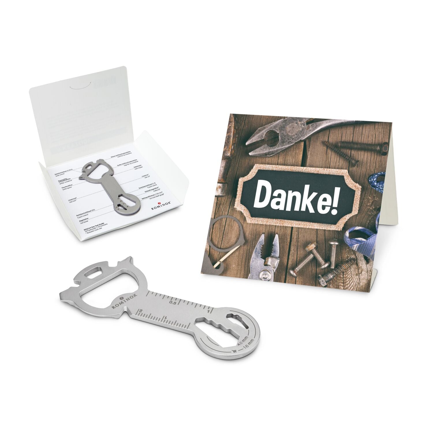 ROMINOX® Key Tool / Multifunktionswerkzeug im Motiv-Mäppchen Danke