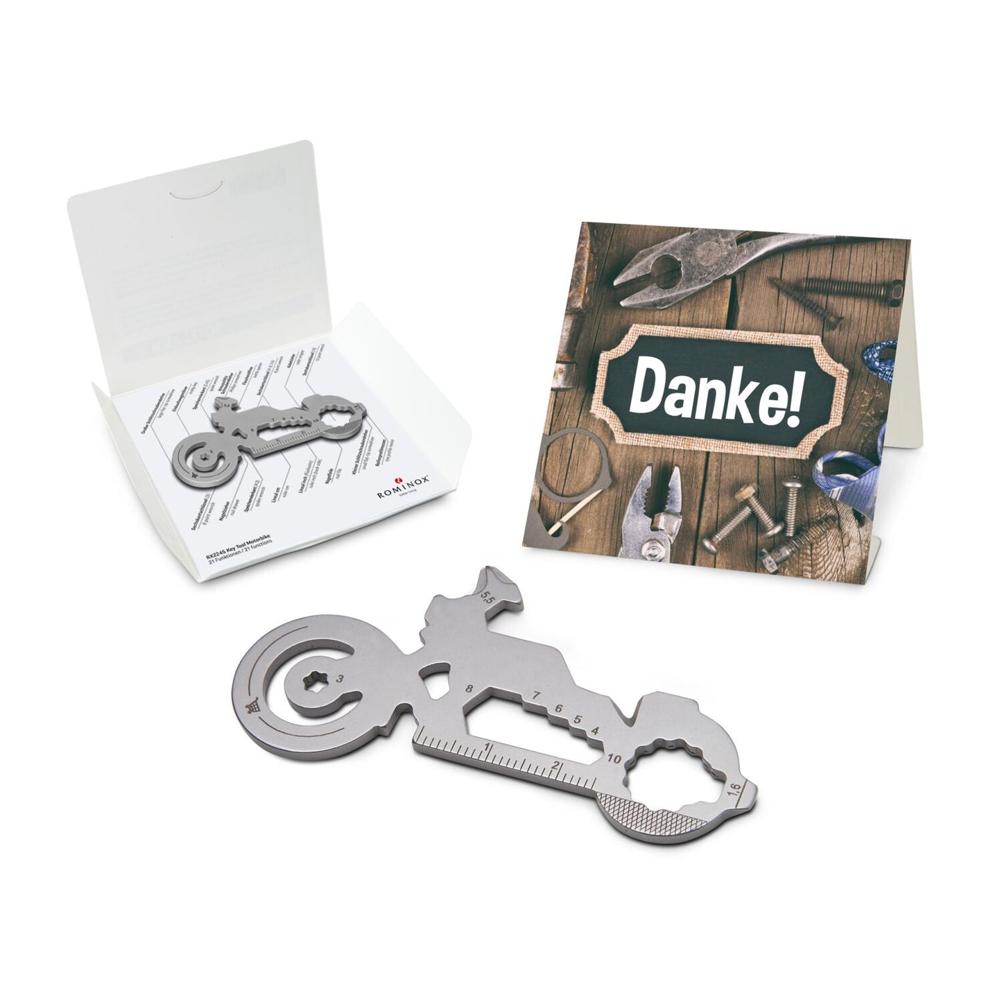 ROMINOX® Key Tool / Multifunktionswerkzeug im Motiv-Mäppchen Danke
