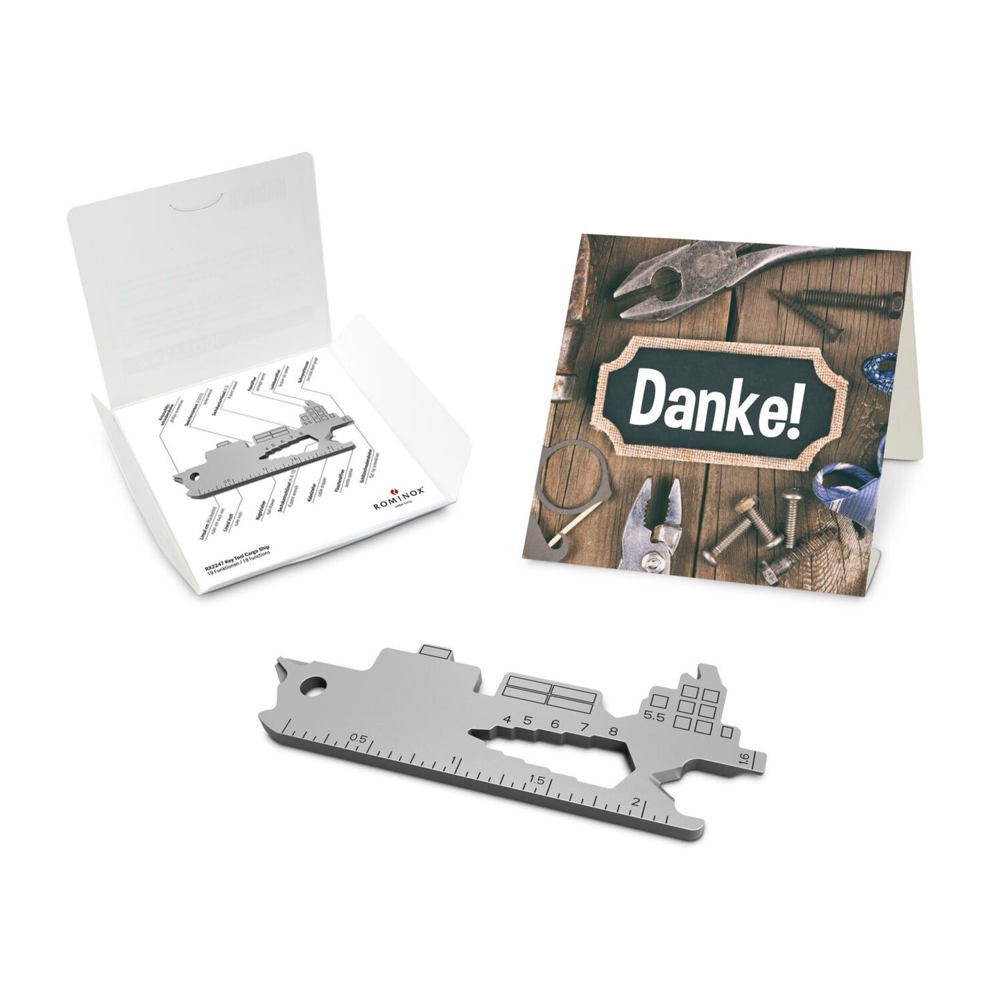 ROMINOX® Key Tool / Multifunktionswerkzeug im Motiv-Mäppchen Danke