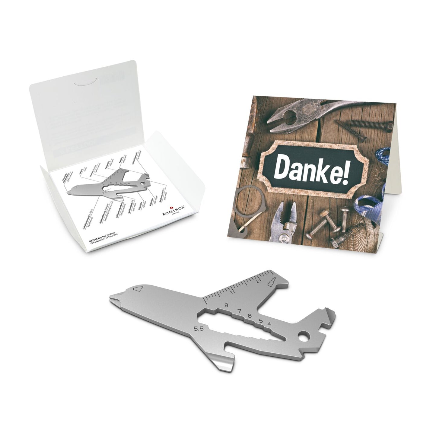 ROMINOX® Key Tool / Multifunktionswerkzeug im Motiv-Mäppchen Danke