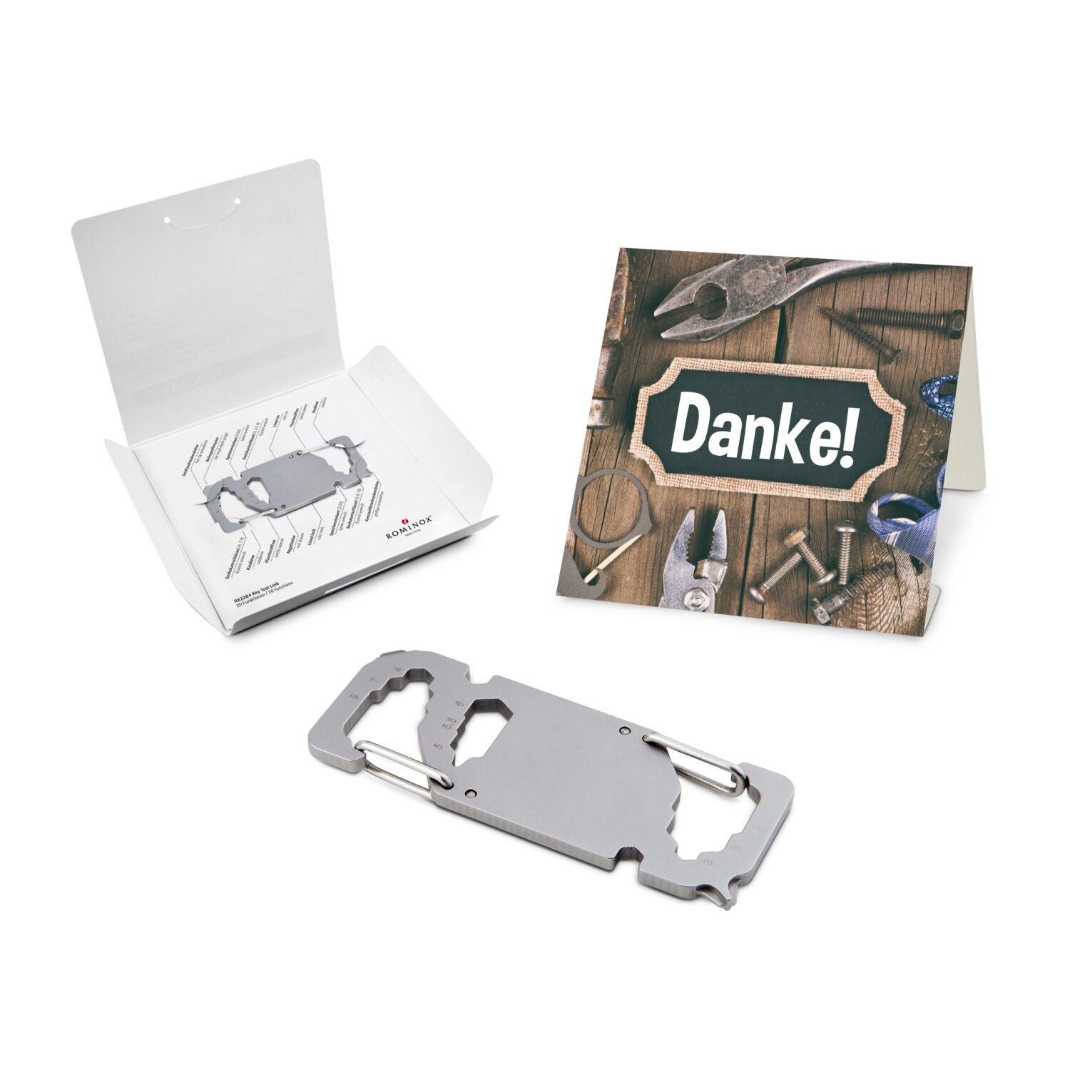 ROMINOX® Key Tool / Multifunktionswerkzeug im Motiv-Mäppchen Danke