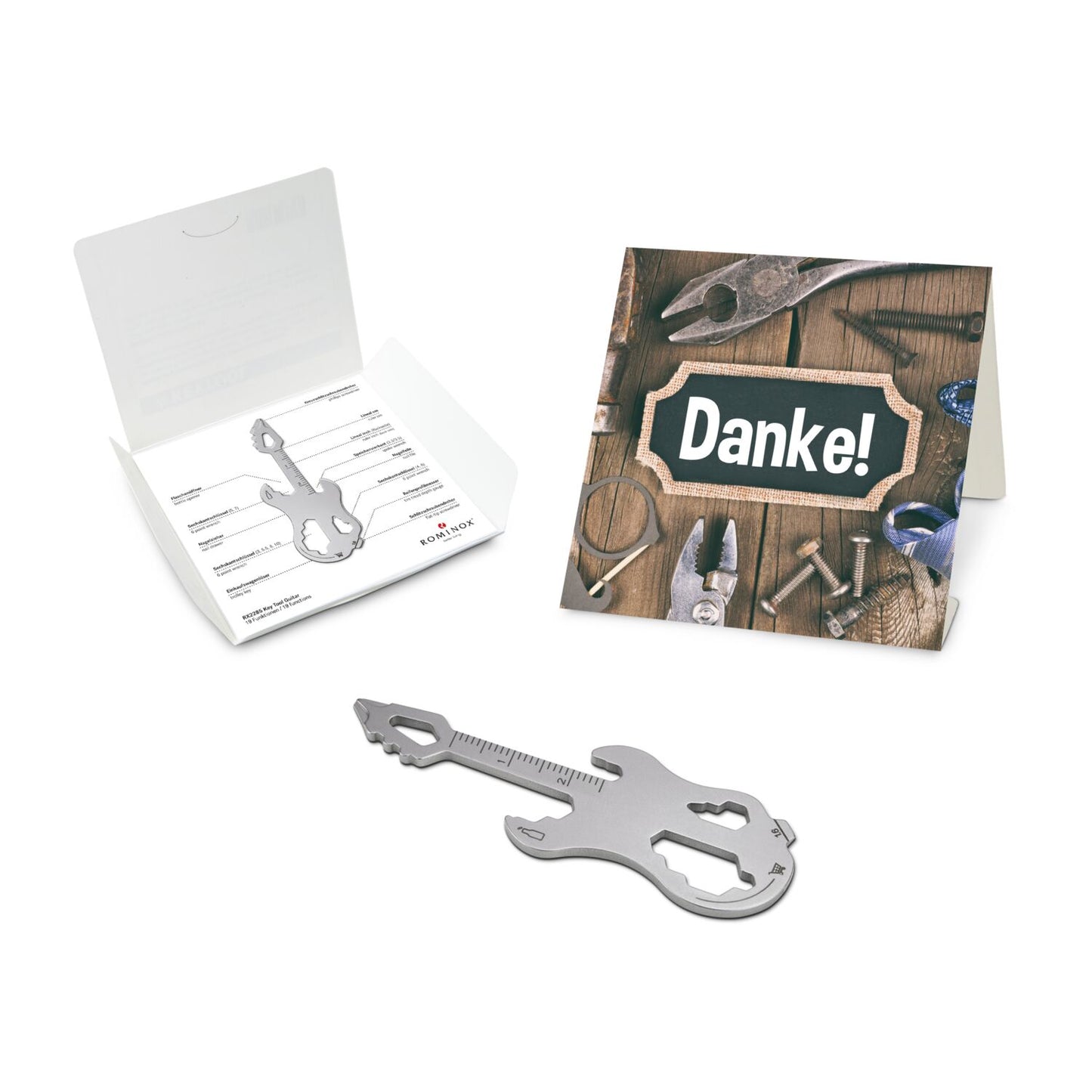 ROMINOX® Key Tool / Multifunktionswerkzeug im Motiv-Mäppchen Danke