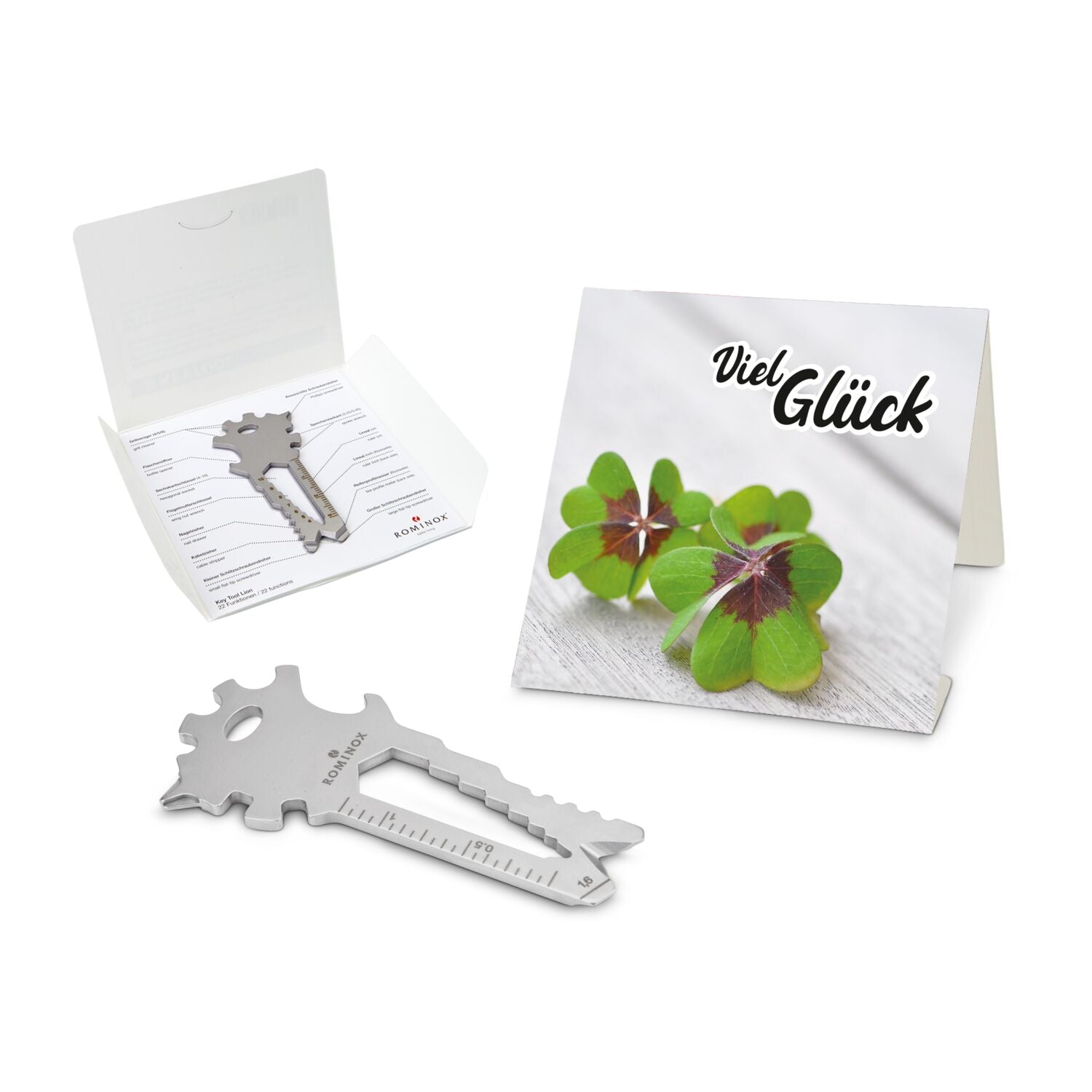 ROMINOX® Key Tool / Multifunktionswerkzeug im Motiv-Mäppchen Viel Glück