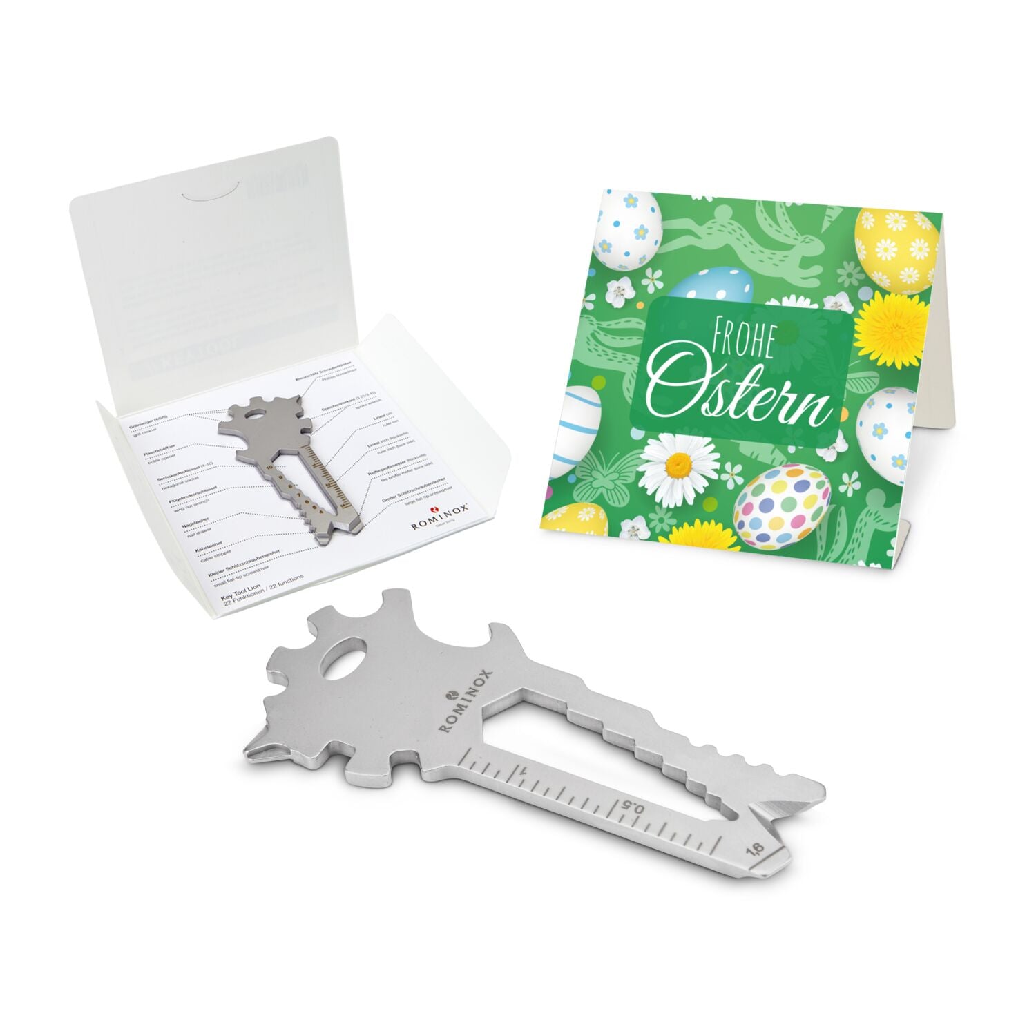ROMINOX® Key Tool / Multifunktionswerkzeug im Motiv-Mäppchen Frohe Ostern