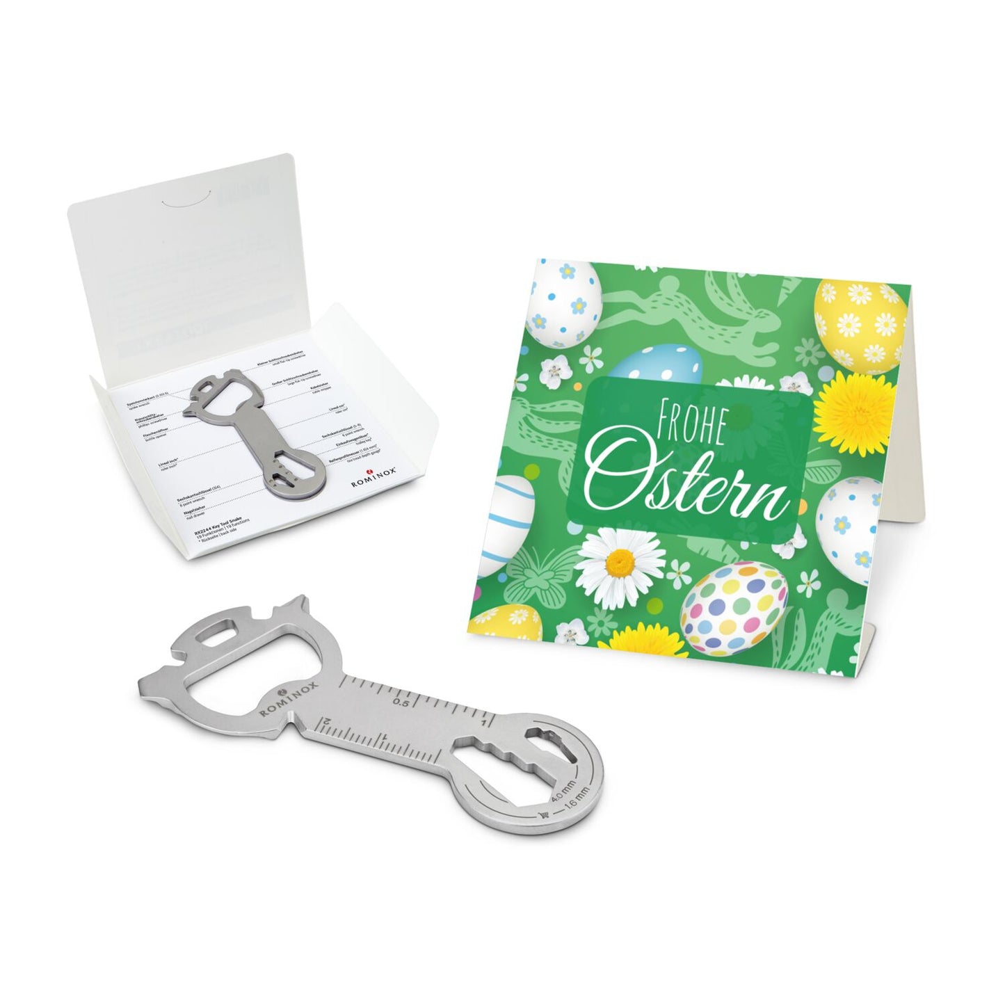 ROMINOX® Key Tool / Multifunktionswerkzeug im Motiv-Mäppchen Frohe Ostern
