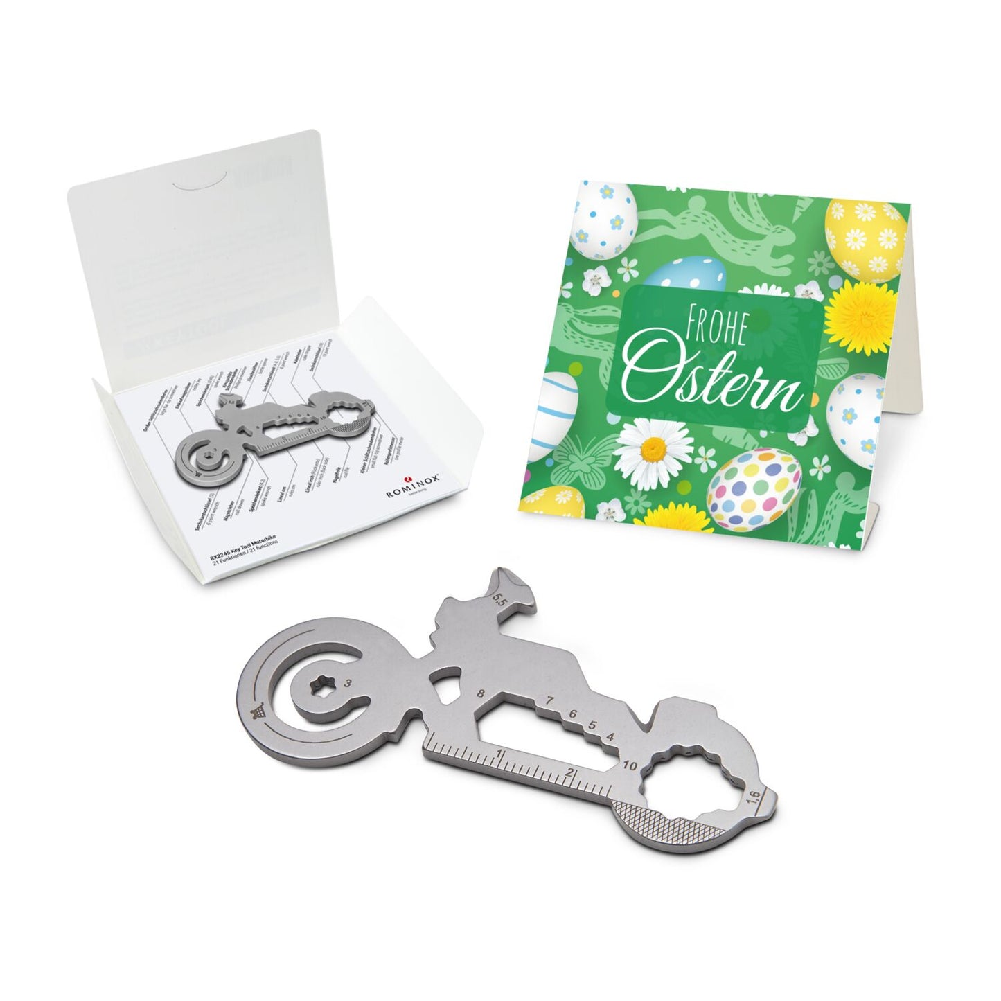 ROMINOX® Key Tool / Multifunktionswerkzeug im Motiv-Mäppchen Frohe Ostern