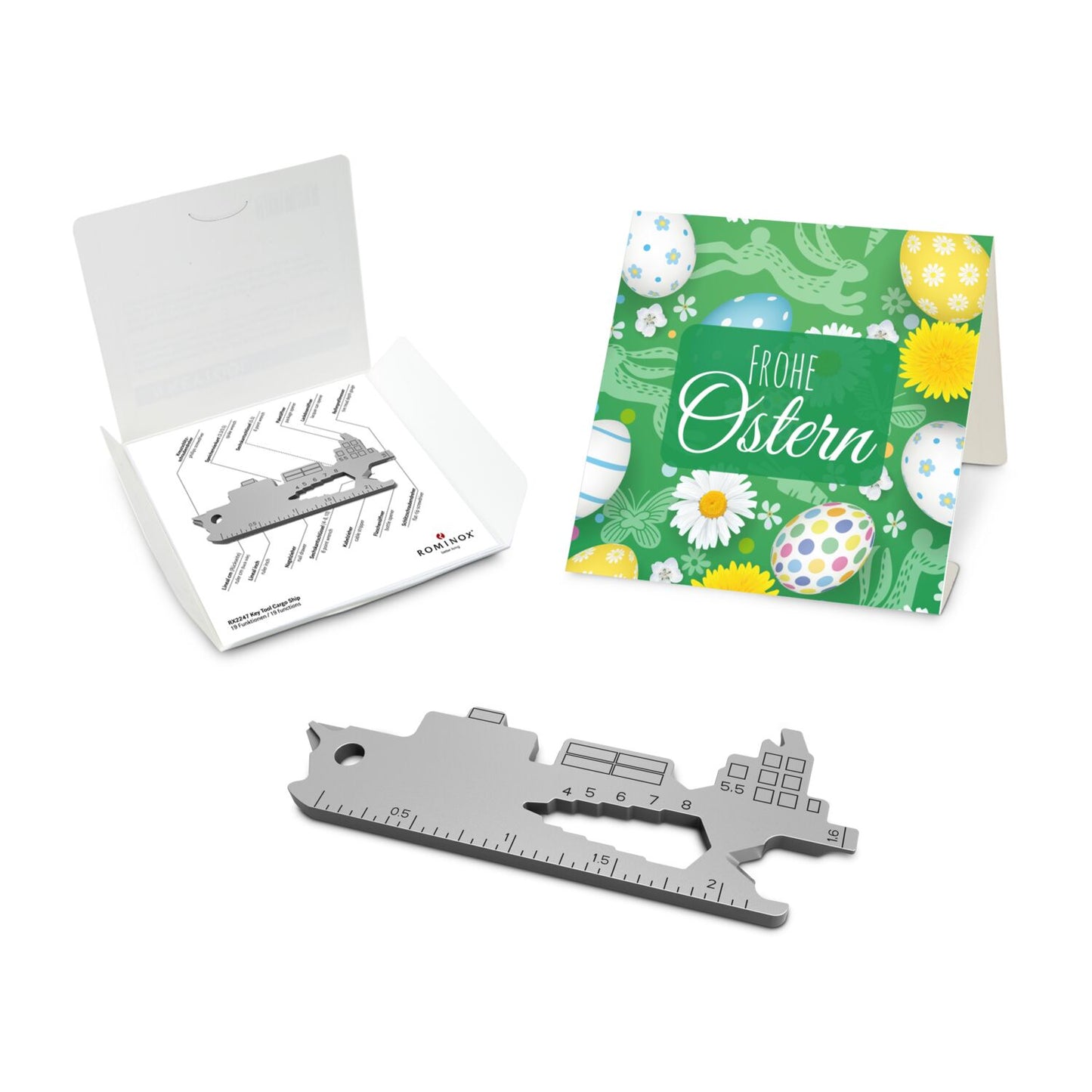 ROMINOX® Key Tool / Multifunktionswerkzeug im Motiv-Mäppchen Frohe Ostern