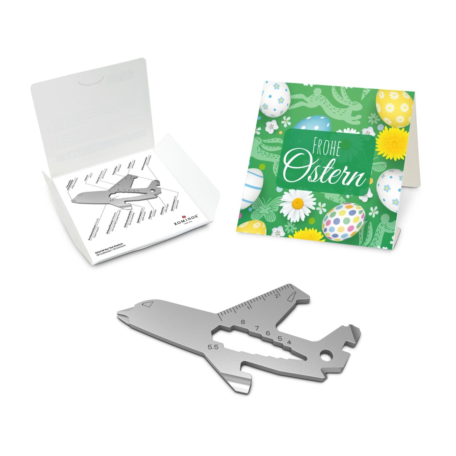 ROMINOX® Key Tool / Multifunktionswerkzeug im Motiv-Mäppchen Frohe Ostern