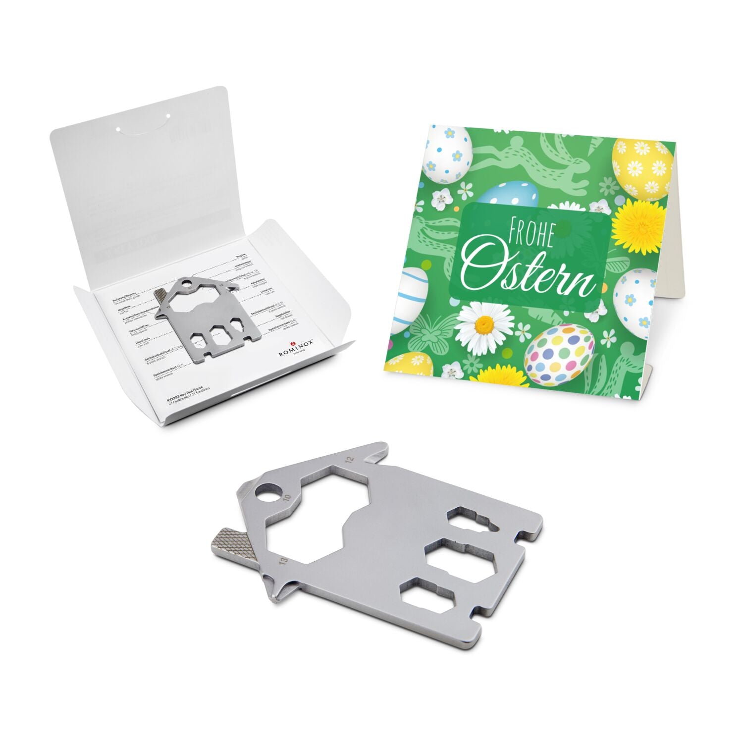 ROMINOX® Key Tool / Multifunktionswerkzeug im Motiv-Mäppchen Frohe Ostern