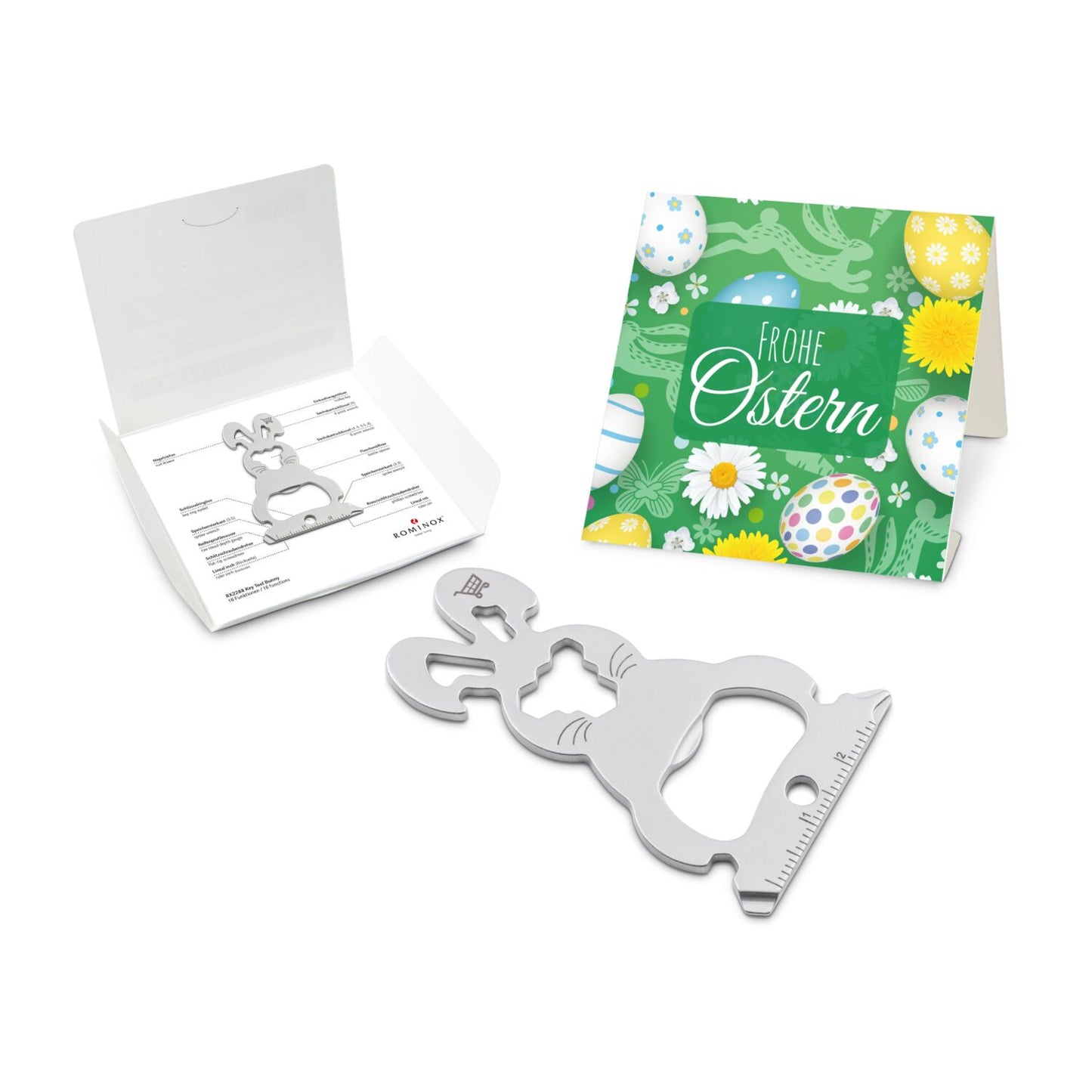 ROMINOX® Key Tool / Multifunktionswerkzeug im Motiv-Mäppchen Frohe Ostern