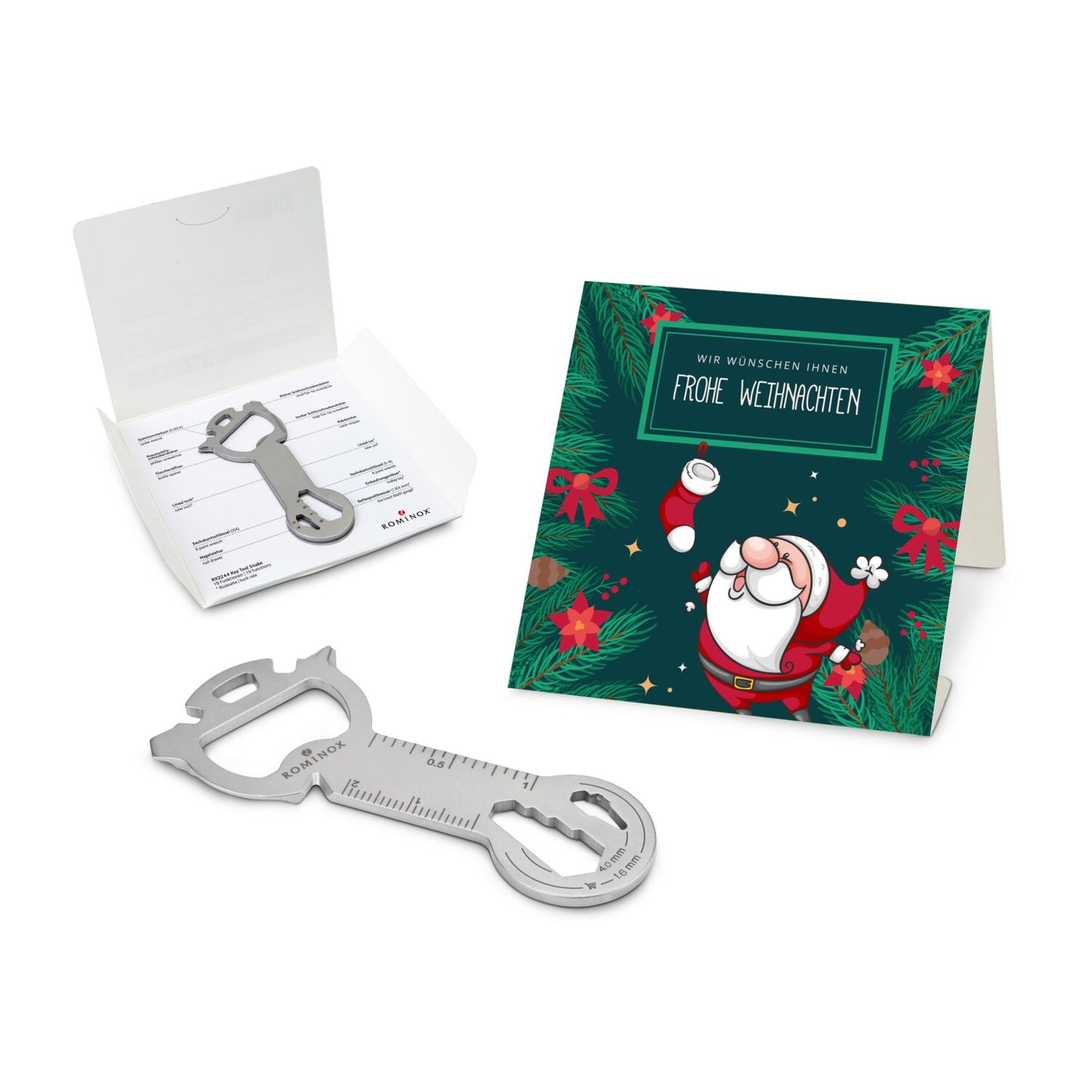 ROMINOX® Key Tool / Multifunktionswerkzeug im Motiv-Mäppchen Frohe Weihnachten