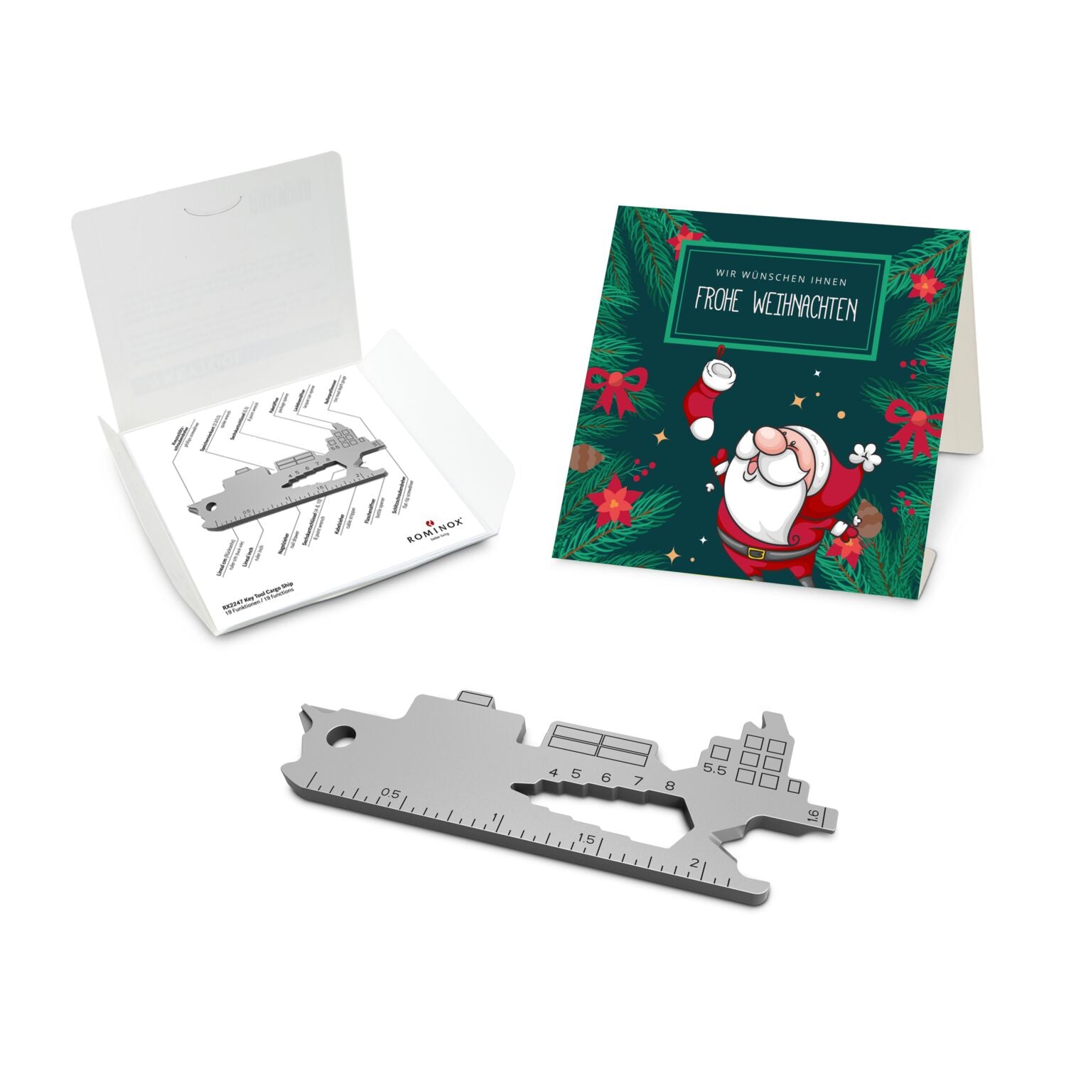 ROMINOX® Key Tool / Multifunktionswerkzeug im Motiv-Mäppchen Frohe Weihnachten